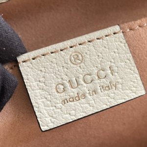 GG OPHIDIA 24 TOTE IN BEIGE CANVAS AND WHITE CALFSKIN