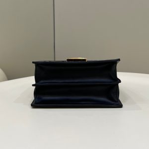 FendiI KANI 19 BAG IN BLACK MIX CHOCOLATE BROWN CALFSKIN WITH GOLD HARDWARE