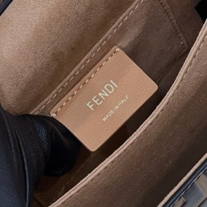 FendiI KANI 19 BAG IN BLACK MIX CHOCOLATE BROWN CALFSKIN WITH GOLD HARDWARE