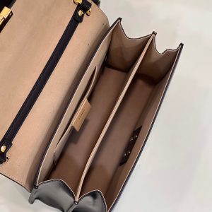 FendiI KANI 26 BAG IN BLACK MIX CHOCOLATE BROWN FFF CALFSKIN WITH GOLD HARDWARE