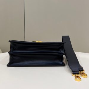 FendiI KANI 26 BAG IN BLACK MIX CHOCOLATE BROWN FFF CALFSKIN WITH GOLD HARDWARE