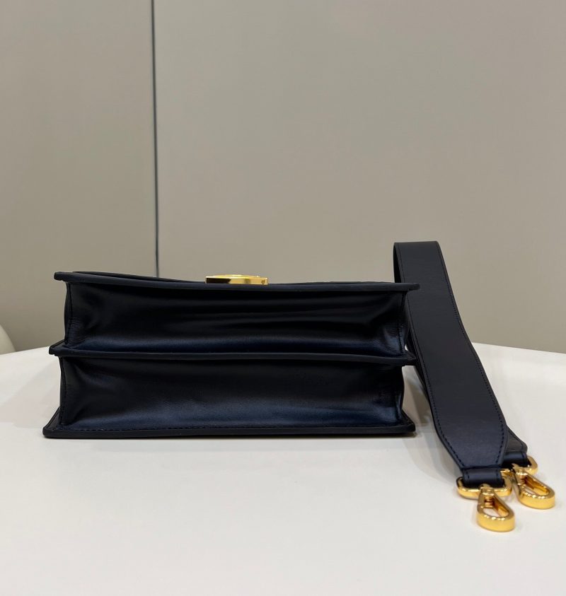 FendiI KANI 26 BAG IN BLACK MIX CHOCOLATE BROWN FFF CALFSKIN WITH GOLD HARDWARE