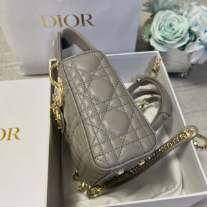 mini lady 17 brown grey lambskin