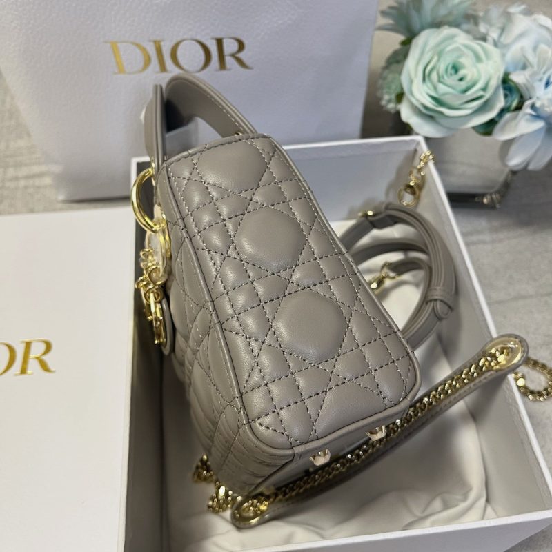 mini lady 17 brown grey lambskin