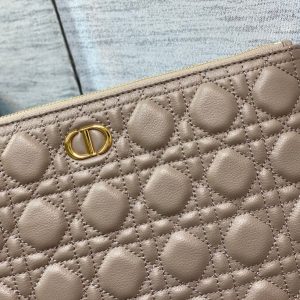 cd large caro daily beige calfskin pouch