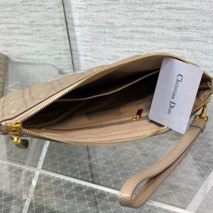 cd large caro daily beige calfskin pouch