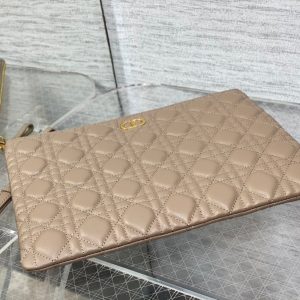 cd large caro daily beige calfskin pouch