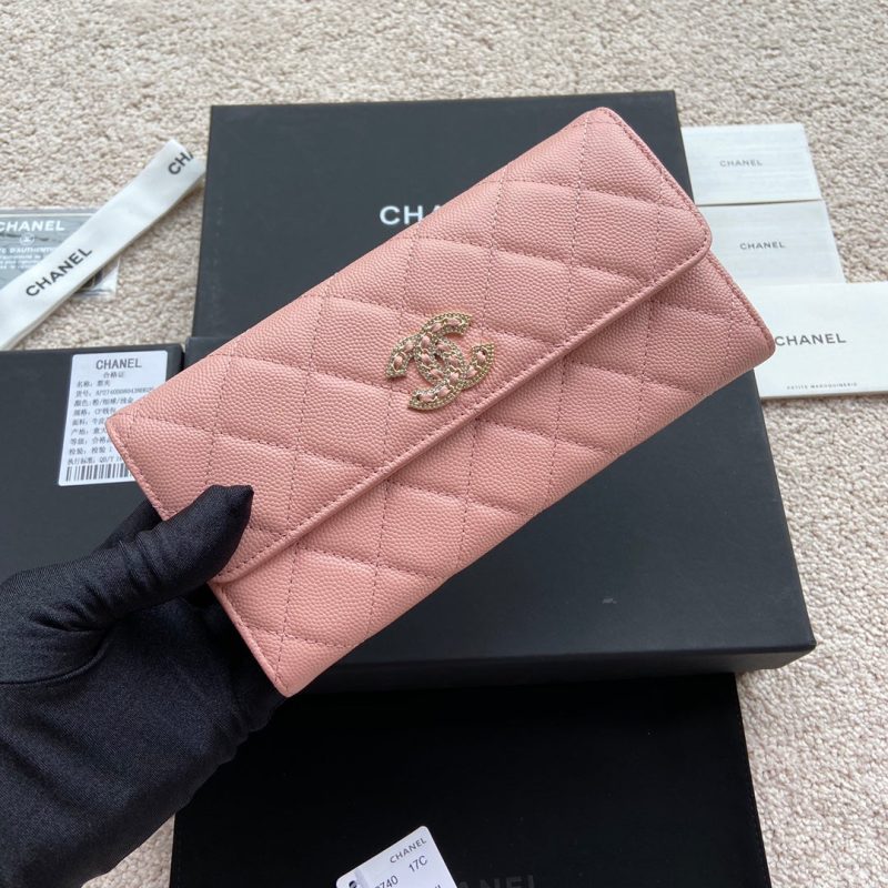 CC Classic Long Wallet 19cm Pink Grained Calfskin