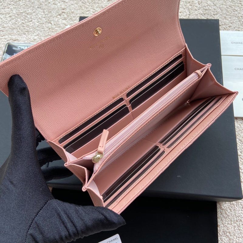 CC Classic Long Wallet 19cm Pink Grained Calfskin