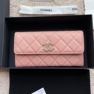 CC Classic Long Wallet 19cm Pink Grained Calfskin