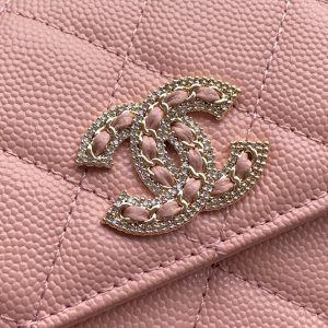 CC Classic Long Wallet 19cm Pink Grained Calfskin