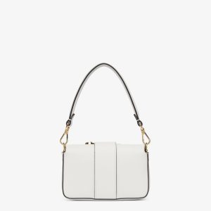 FendiI FendiACE BROOCH MINI 20 BAGUETTE BAG IN WHITE CALFSKIN