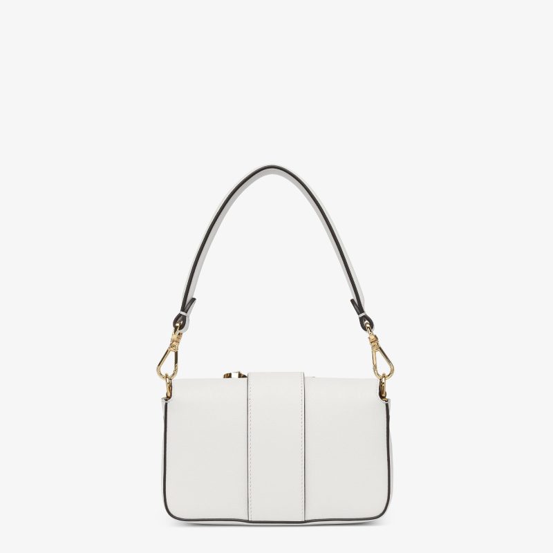 FendiI FendiACE BROOCH MINI 20 BAGUETTE BAG IN WHITE CALFSKIN