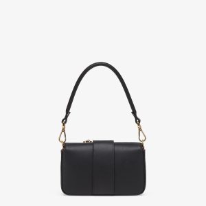 FendiI FendiACE BROOCH MINI 20 BAGUETTE BAG IN BLACK CALFSKIN