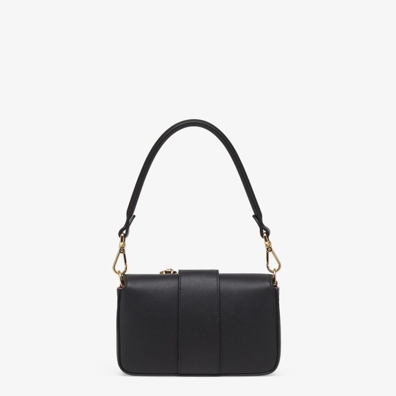FendiI FendiACE BROOCH MINI 20 BAGUETTE BAG IN BLACK CALFSKIN