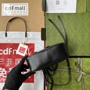 gg marmont mini 18cm zip top all black calfskin