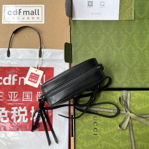 gg marmont mini 18cm zip top all black calfskin