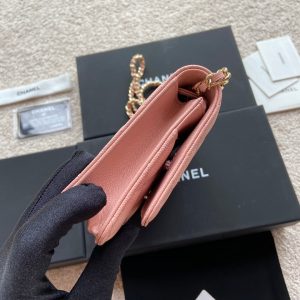 CC Classic Woc 20cm Pink Grained Calfskin Diamond Gold Hardware