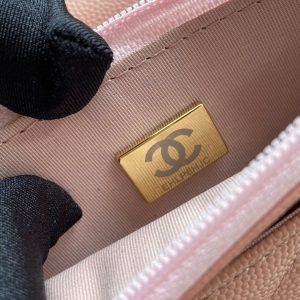 CC Classic Woc 20cm Pink Grained Calfskin Diamond Gold Hardware