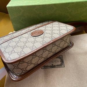 BAG WITH INTERLOCKING G 22 IN BEIGE EBONY CANVAS AND BROWN CALFSKIN TRIM