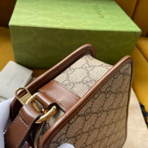 BAG WITH INTERLOCKING G 22 IN BEIGE EBONY CANVAS AND BROWN CALFSKIN TRIM