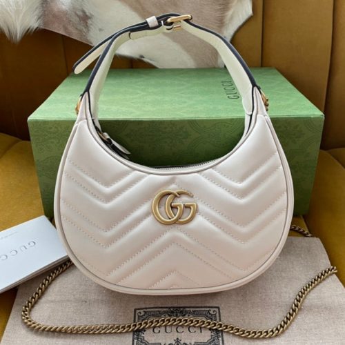 Gucci Marmont 21cm Shoulder Bag White Leather 333534