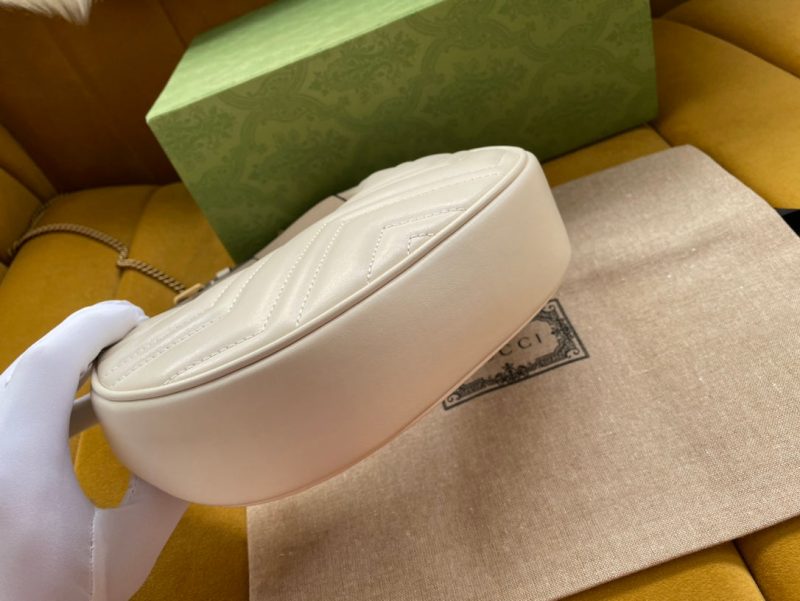 Gucci Marmont 21cm Shoulder Bag White Leather 333534