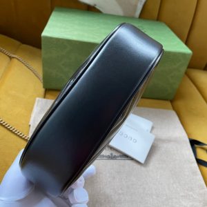 Gucci Marmont 21cm Shoulder Bag Black Leather 333535