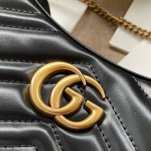 Gucci Marmont 21cm Shoulder Bag Black Leather 333535