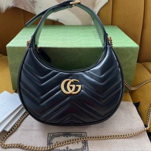 Gucci Marmont 21cm Shoulder Bag Black Leather 333535
