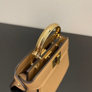 FendiI PEEKABOO ISEEU MICRO 12 BAG IN COPPER BROWN CALFSKIN WITH GOLD HARDWARE