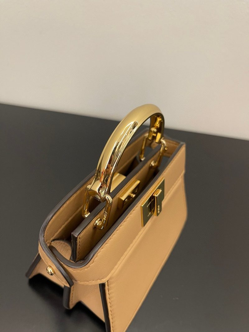 FendiI PEEKABOO ISEEU MICRO 12 BAG IN COPPER BROWN CALFSKIN WITH GOLD HARDWARE