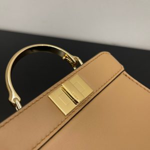 FendiI PEEKABOO ISEEU MICRO 12 BAG IN COPPER BROWN CALFSKIN WITH GOLD HARDWARE