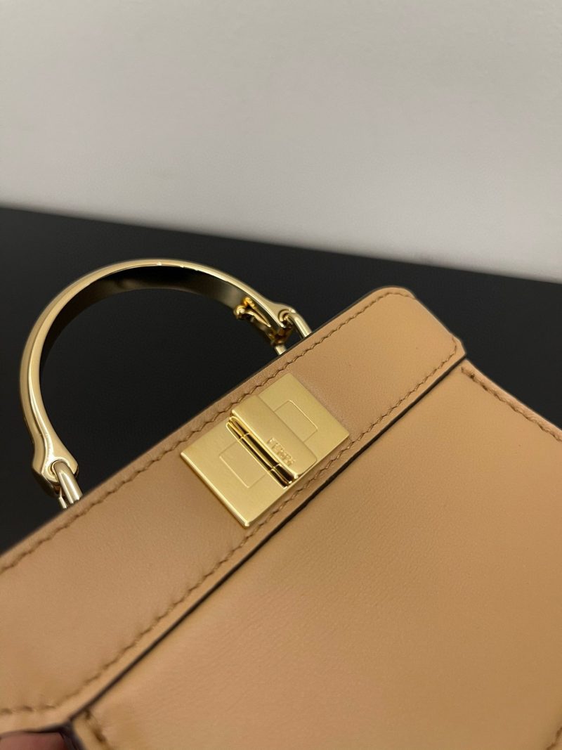 FendiI PEEKABOO ISEEU MICRO 12 BAG IN COPPER BROWN CALFSKIN WITH GOLD HARDWARE
