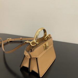 FendiI PEEKABOO ISEEU MICRO 12 BAG IN COPPER BROWN CALFSKIN WITH GOLD HARDWARE