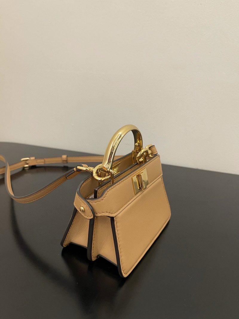 FendiI PEEKABOO ISEEU MICRO 12 BAG IN COPPER BROWN CALFSKIN WITH GOLD HARDWARE