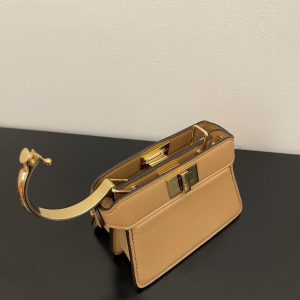 FendiI PEEKABOO ISEEU MICRO 12 BAG IN COPPER BROWN CALFSKIN WITH GOLD HARDWARE