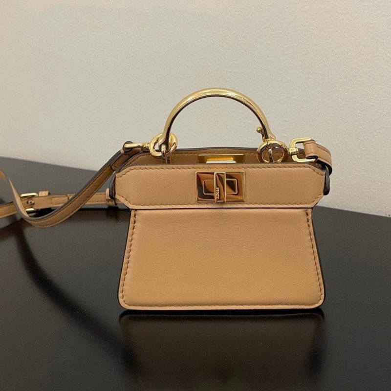 FendiI PEEKABOO ISEEU MICRO 12 BAG IN COPPER BROWN CALFSKIN WITH GOLD HARDWARE