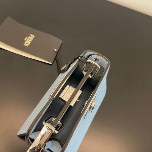 FendiI PEEKABOO ISEEU MICRO 12 BAG IN LIGHT BLUE CALFSKIN WITH GOLD HARDWARE