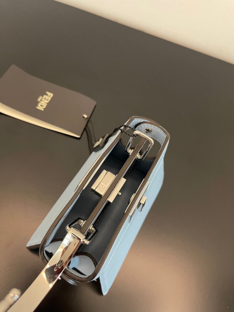 FendiI PEEKABOO ISEEU MICRO 12 BAG IN LIGHT BLUE CALFSKIN WITH GOLD HARDWARE