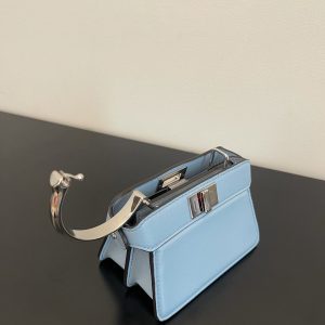 FendiI PEEKABOO ISEEU MICRO 12 BAG IN LIGHT BLUE CALFSKIN WITH GOLD HARDWARE