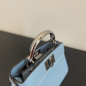 FendiI PEEKABOO ISEEU MICRO 12 BAG IN LIGHT BLUE CALFSKIN WITH GOLD HARDWARE