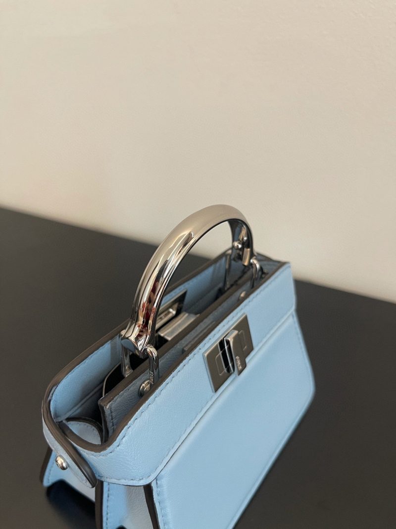 FendiI PEEKABOO ISEEU MICRO 12 BAG IN LIGHT BLUE CALFSKIN WITH GOLD HARDWARE
