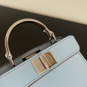 FendiI PEEKABOO ISEEU MICRO 12 BAG IN LIGHT BLUE CALFSKIN WITH GOLD HARDWARE