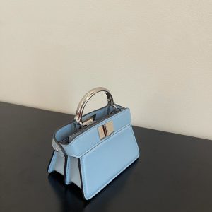 FendiI PEEKABOO ISEEU MICRO 12 BAG IN LIGHT BLUE CALFSKIN WITH GOLD HARDWARE