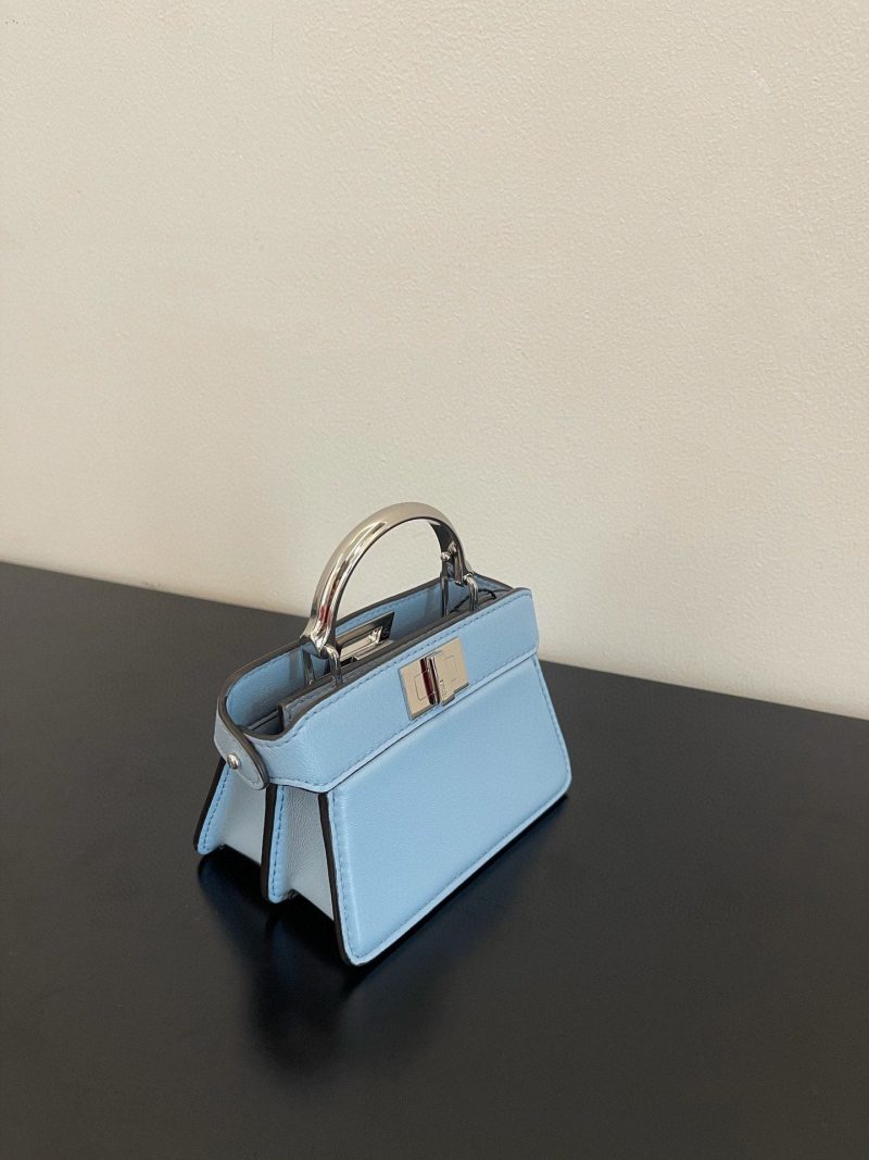 FendiI PEEKABOO ISEEU MICRO 12 BAG IN LIGHT BLUE CALFSKIN WITH GOLD HARDWARE