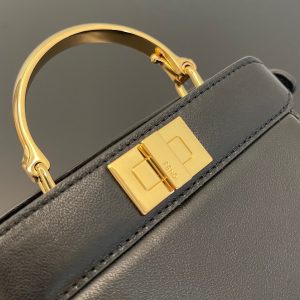 FendiI PEEKABOO ISEEU MICRO 12 BAG IN BLACK CALFSKIN WITH GOLD HARDWARE