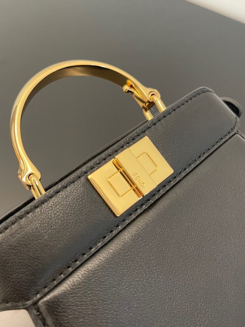 FendiI PEEKABOO ISEEU MICRO 12 BAG IN BLACK CALFSKIN WITH GOLD HARDWARE