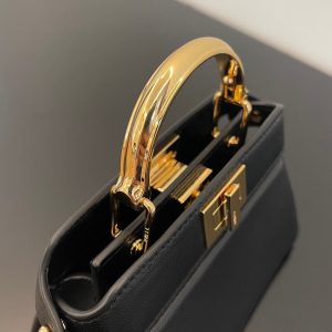 FendiI PEEKABOO ISEEU MICRO 12 BAG IN BLACK CALFSKIN WITH GOLD HARDWARE