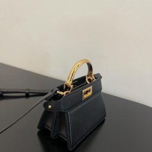 FendiI PEEKABOO ISEEU MICRO 12 BAG IN BLACK CALFSKIN WITH GOLD HARDWARE